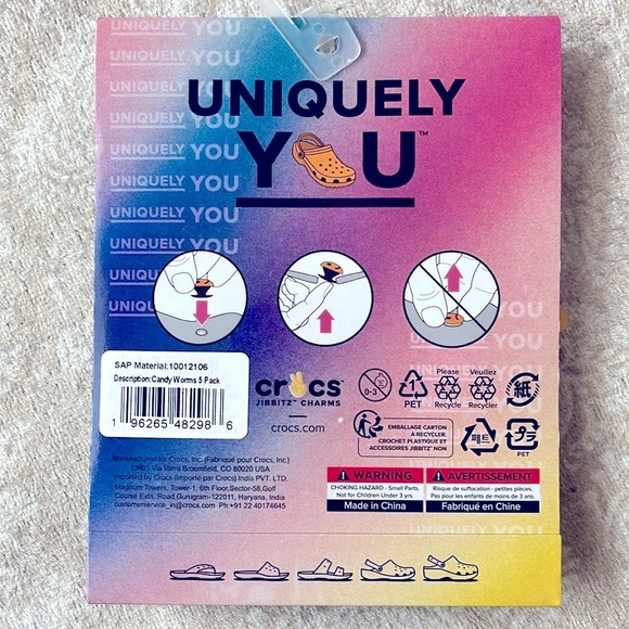 Brand New Crocs Jibbitz Charms 5 Pack Colorful Candy Worms - Picture 8 of 9